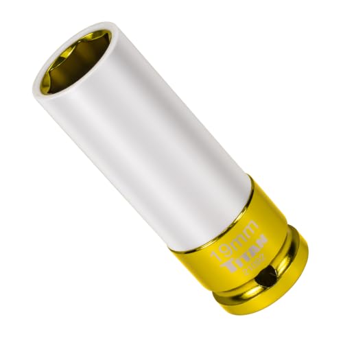 Titan 21092 1/2-Inch Drive x 19mm Non-marring Impact Deep Lug Nut Socket - size: 19mm