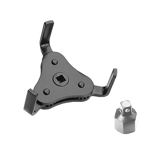 1 PC Car Oil Filter Wrench, 1/2 Metal Heavy Duty Adjustable Filter Change Set, Multifunctional Three-Claw Vehicle Oil Filter Wrench Maintenance Accessories for Engine (Black & White) - color: Black & White