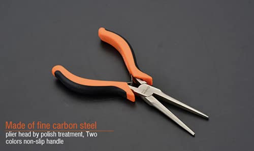 Edward Tools 4.5” Mini Long Nose Needle Nose Pliers - Hard Carbon Steel Jaws - Spring Loaded Design for Easier Use - Ergo Soft Handle - Long Reach - Jewelry Pliers, Bead Pliers, Craft Pliers (1)