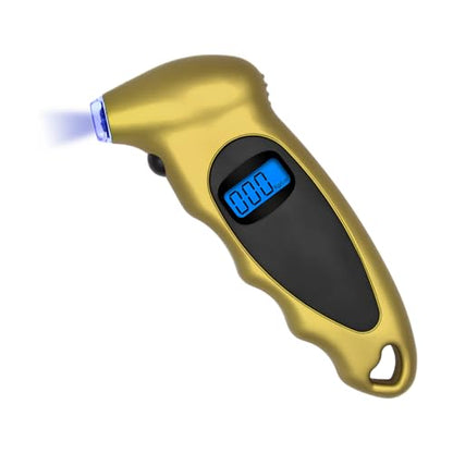 KVAEY Digital Tire Pressure Gauge, 150 PSI 4 Settings Accurate Tire Gauge with Non-Slip Grip, Backlight LCD Tire Pressure Gauge Reader Checker Tool for Car Truck Bicycle Motorcycle (Golden) - color: Golden