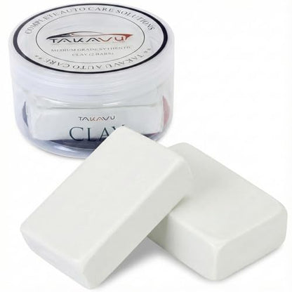 TAKAVU Car Clay Bar, 2 Pack 100g, Medium Grade for Auto Detailing (White) | Removes Dirt, Brake Dust, Tree Sap & Overspray, Safe on Paint, Glass & Wheels, Restores Smooth Finish - color: White