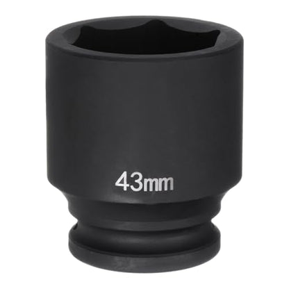 HARFINGTON 6-Point Impact Socket 3/4" Drive 43mm Metric 40Cr Alloy Steel Spindle Axle Nut Impact Socket - size: 43mm