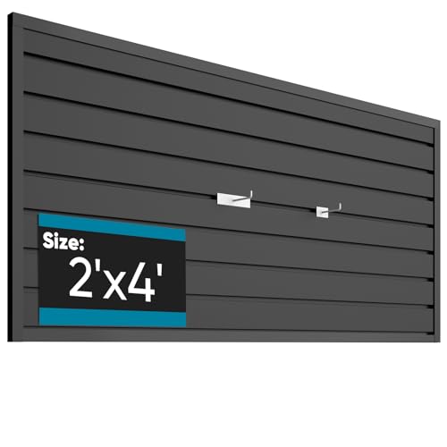 Brakki Slat Wall Paneling 2x4 Ft, Slatwall Garage Organizer Storage System | PVC Slatwall Panels, Garage Organization Product, Heavy Duty Wall Mounted, Tool Storage for Home, Black - color: Black, size: 2x4 Ft