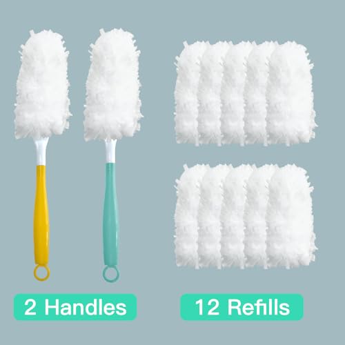 Car Interior Duster - Ultimate Cleaning Tool for Cars, House, and Office - Compact Mini Design for Effortless Dust Removal Double-Sided Design 2handle +10 Duster Refills. - style: Duster
