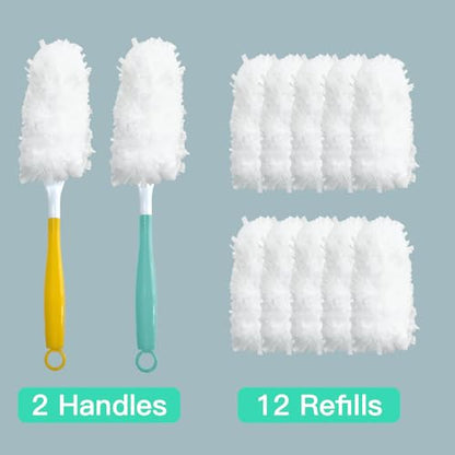 Car Interior Duster - Ultimate Cleaning Tool for Cars, House, and Office - Compact Mini Design for Effortless Dust Removal Double-Sided Design 2handle +10 Duster Refills. - style: Duster