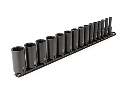 TEKTON 3/8 Inch Drive Impact Socket Set, 15-Piece | SID91105 - size: 15-Piece (1/4-1-Inch), style: Deep