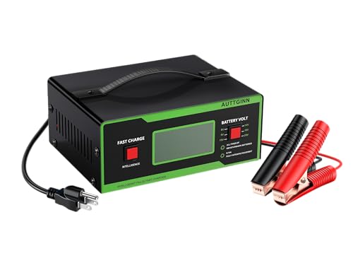 8 Volt Battery Charger 0-14A Smart Adjustable Golf Cart Battery Charger and Maintainer with Cable Clamps and Handle,Smart Trickle Charger for 6/8/12/14/16/24V Batteries - color: Green