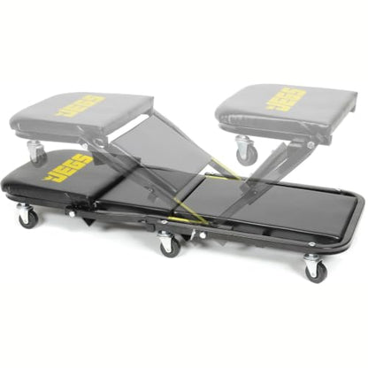 JEGS 2-in-1 Folding Creeper & Z-Seat | 2-in-1 Folding Creeper & Z-Seat for supporting the driver or passenger in the vehicle; steel construction