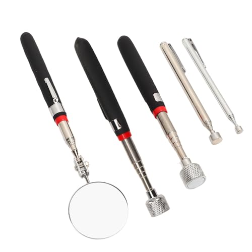 4 Pcs Magnetic Pickup Tool Set, 15LB 10LB 3.5LB 1.5LB Telescoping Grabber with Extendable Mirror, for Narrow Spaces Under Vehicles Between Machinery