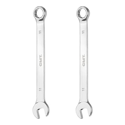 HARFINGTON 2Pcs Combination Wrench 11mm Metric 12-Point Box and Open End 45# Carbon Steel Double Ended Spanner Tool for Automotive Pipe Furniture Machinery DIY Repair, Silver White - size: 11mm
