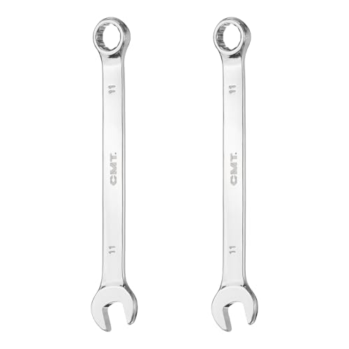 HARFINGTON 2Pcs Combination Wrench 11mm Metric 12-Point Box and Open End 45# Carbon Steel Double Ended Spanner Tool for Automotive Pipe Furniture Machinery DIY Repair, Silver White - size: 11mm
