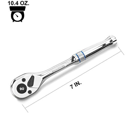 DURATECH 3/8-Inch Drive Ratchet, 90-Tooth Quick-release Ratchet Wrench, Reversible, Chrome Alloy Made, Full Polished, Stocking Stuffers for Men Women Gifts for Men Gifts for Women Gifts for Dad - size: 3/8"(Polished)