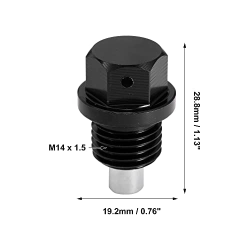 X AUTOHAUX 2 Set M14x1.5 Oil Drain Plug Magnetic Aluminum Alloy Sump Drain Nut Oil Drain Bolt with 2 Washer for Car Motorcycle Black - size: M14x1.5