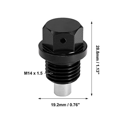 X AUTOHAUX 2 Set M14x1.5 Oil Drain Plug Magnetic Aluminum Alloy Sump Drain Nut Oil Drain Bolt with 2 Washer for Car Motorcycle Black - size: M14x1.5