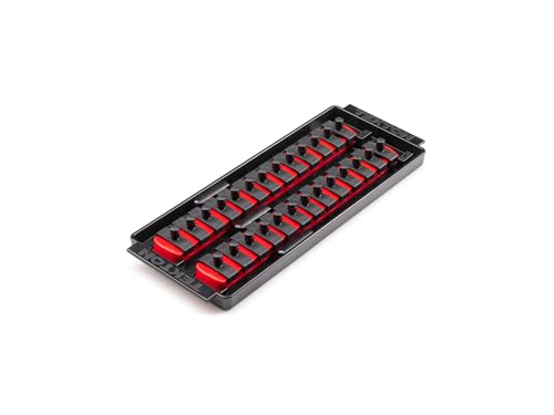 TEKTON 1/4 Inch Drive 2-Rail Socket Organizer Set, Red (26-Tool) | OST01126 | Made in USA - color: Red, size: (26-Tool), style: 2-Rail