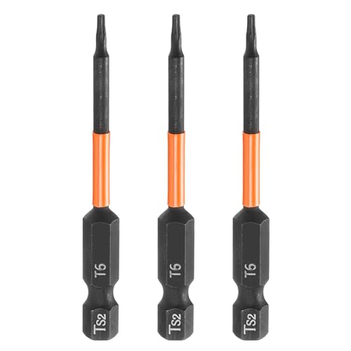HARFINGTON 3pcs T6 Torx Head Screwdriver Bit 4" (100mm) Long 1/4" Hex Shank Magnetic No Hole Tamper Proof 6 Point Star Screw Driver Drill Bits Phosphate S2 Steel Industrial Power Tools - size: T6 x 100mm