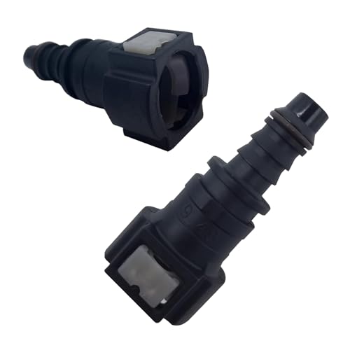 2 PCS Automobile Fuel Line Quick Connector, 9.49 OD-ID8 Straight PA12 High Temp Resistant Connector, 3/8" Joint with Seal Ring, Universal Fuel Pump Line Repair Kit for Most Cars (Black)