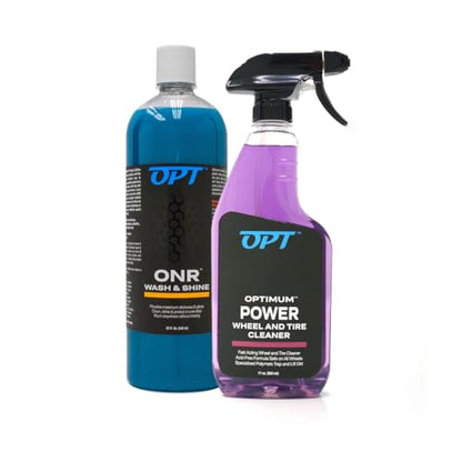 Optimum No Rinse Version 5 (32 Oz) with Power Wheel Cleaner Kit (17 Oz) Bundle - ONR Rinseless Car Wash with New 17 oz Power Wheel and Tire Cleaning Solution - style: ONR & Wheel Cleaner