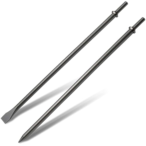 2 Pack 14" Air Hammer Bits Attachments,0.401 Inch Shank Chisel Bit Set,Cr-Mo Alloy Steel Punch (2 Pack 14") - size: 2 Pack 14"