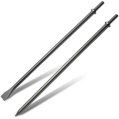 2 Pack 18" Air Hammer Bits Attachments,0.401 Inch Shank Chisel Bit Set,Cr-Mo Alloy Steel Punch - size: 2 Pack 18"