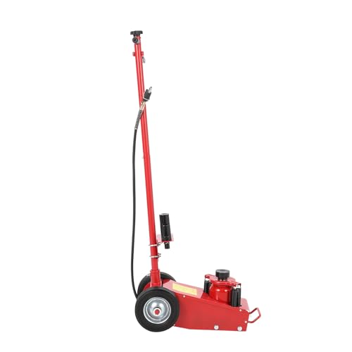 22 Ton Air Hydraulic Floor Jack for Heavy Duty Trucks & Tractors – 44,000 LBS Capacity, Low Profile (9"-17.7"), 4 Adapters (10/25/60/100mm), 46" Adjustable Handle – Dual Power (Air/Hydraulic) - color: Red, size: 22 Ton