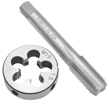 Waziaqoc M16 x 1.5mm Tap and Die Set | Metric, High-Speed Steel, Thread Tap and Die, Various Metals, Right Hand - size: M16 x 1.5mm