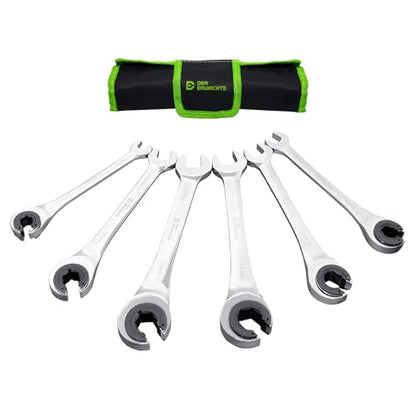 Der Erwachte 6-Piece Ratcheting Wrench Set, Metric Ratcheting Tubing Wrench Set, 10-17mm, 72-Tooth Gear, CR-V Steel, with Organizer Bag, Gifts for Men - size: 6PC RATCHETING