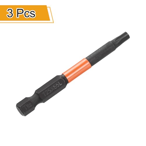 HARFINGTON 3pcs T25 Torx Head Screwdriver Bit 2.56" (65mm) Long 1/4" Hex Shank Magnetic No Hole Tamper Proof 6 Point Star Screw Driver Drill Bits Phosphate S2 Steel Industrial Power Tools - size: T25