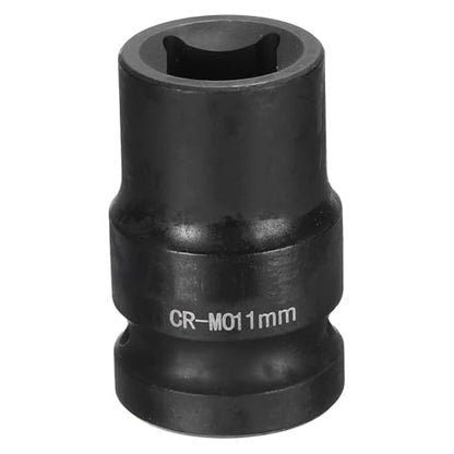 HARFINGTON 4 Point Square Socket 1/2" Drive 11mm Metric Square Impact Socket CR-MO Blackening Standard Wheel Sockets Pneumatic Socket Tool for Auto Repair Mechanical Maintenance Home Use - size: 11mm