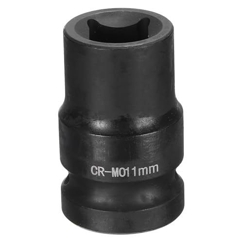 HARFINGTON 4 Point Square Socket 1/2" Drive 11mm Metric Square Impact Socket CR-MO Blackening Standard Wheel Sockets Pneumatic Socket Tool for Auto Repair Mechanical Maintenance Home Use - size: 11mm