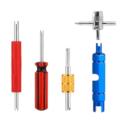 Tire Valve Stem Removal Tool Set, 5 Pcs Tire Valve Stem Tool Kit, Double and Single Head Valve Core Remover, Tire Repair Tool Set, Valve Core Remover Tool
