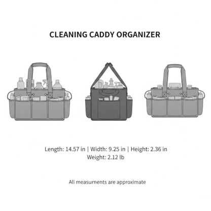 Fits Standard Spray Bottles Cleaning Caddy, Portable 600D Oxford Tool Organizer with Handle for Home and Car Detailing
