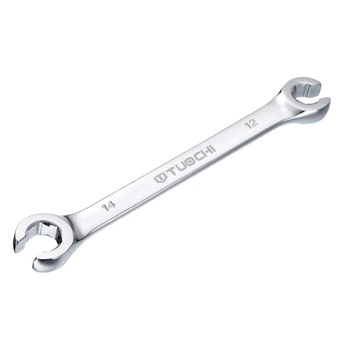 HARFINGTON Flare Nut Metric Wrench 12mm x 14mm CR-V Mirror Polished Chrome Plating Metric Wrench for DIY Hand-making Automotive Repairs and Household Maintenance - size: 12mm x 14mm