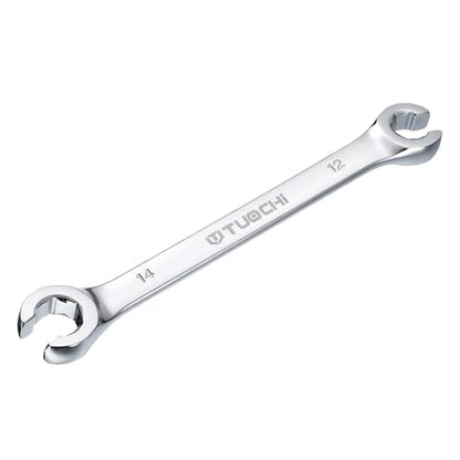 HARFINGTON Flare Nut Metric Wrench 12mm x 14mm CR-V Mirror Polished Chrome Plating Metric Wrench for DIY Hand-making Automotive Repairs and Household Maintenance - size: 12mm x 14mm