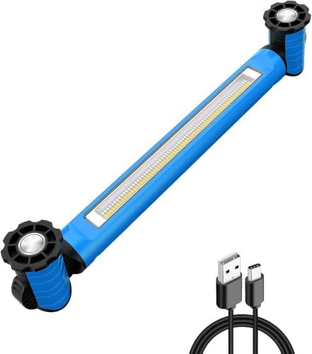 CLY Work Light Bar 3000LM Bright LED Work Light Magnetic Underhood 5000mAh | Rechargeable Mechanic Light with Hooks 6 Modes Cordless Battery Powered for Car Repair/Garage/Workshop/Emergency - color: Blue