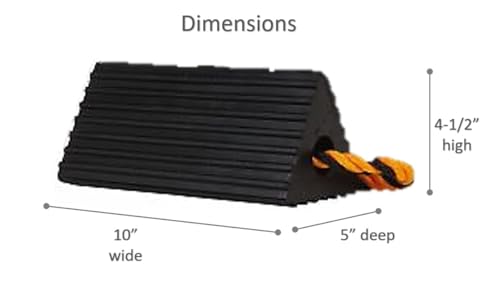 PRO SOURCE Black Rubber Wheel Chocks with Reflective Rope: 13 lb, 9.6" W x 4.3" H x 5" D, Set of 2