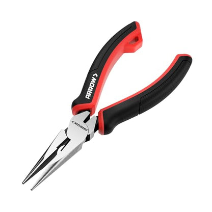 ARROW Needle Nose Pliers, 6-inch Long Nose Cutting Pliers with Wire Cutter, Comfortable TPR Handle, High Carbon Steel, High Leverage Diagonal Design - size: 6 Inch