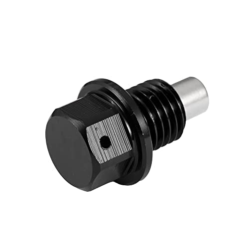 X AUTOHAUX 2 Set M12x1.5 Oil Drain Plug Magnetic Aluminum Alloy Sump Drain Nut Oil Drain Bolt with 2 Washer for Car Motorcycle Black - size: M12x1.5