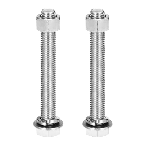 MECCANIXITY M12 x 95mm 304 Stainless Steel Hex Head Screws Bolts, Nuts, Flat & Lock Washers Assortment Kit, Fully Threaded, Bright Finish for Home, Electronic, Machine, 2 Sets - size: M12 x 95mm