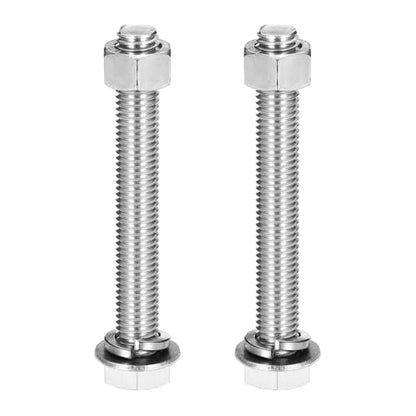 MECCANIXITY M12 x 95mm 304 Stainless Steel Hex Head Screws Bolts, Nuts, Flat & Lock Washers Assortment Kit, Fully Threaded, Bright Finish for Home, Electronic, Machine, 2 Sets - size: M12 x 95mm