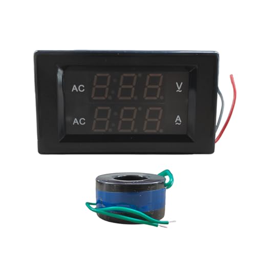 Digital Volt Amp Meter 2-in-1, AC 500V 100A Dual LED Display Voltmeter Ammeter with Current Transformer, 2-Wire Panel Meter Multimeter for Boat Automotive Voltage&Current Testing (500V-100A) - size: 500V-100A