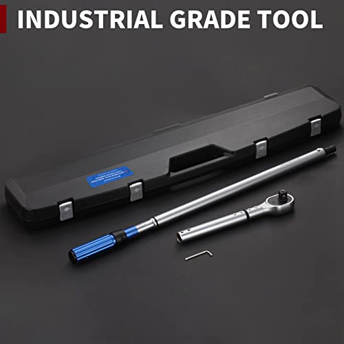 BULLTOOLS 3/4-Inch Drive Click Torque Wrench, 48-tooth High Accuracy Torque Wrench Set with a Hex Key 100-600ft.lb / 135-815Nm 1-Piece