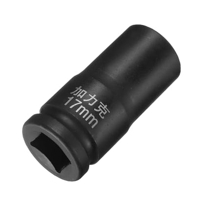 HARFINGTON 4 Point Square Socket 3/4" Drive by 17mm Metric Square Impact Socket 40CR Blackening Standard Wheel Sockets Pneumatic Socket Tool for Auto Repair Mechanical Maintenance Home Use - size: 17mm