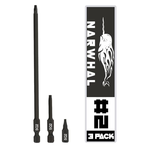 Robertson Square Bit #2 Set (3 Pack in Extra Long 6", Standard 2", and Screwdiver Bit Size1) Hex Shank and Magnetic Tipped - style: Square #2