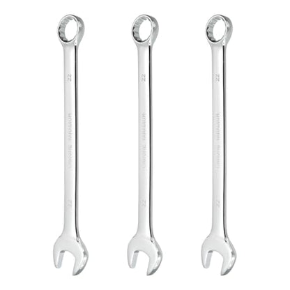 HARFINGTON 3Pcs Combination Wrench 22mm Metric 12-Point Box and Open End CR-V Steel Double Ended Spanner Tool for Automotive Pipe Furniture Machinery DIY Repair, Silver White - size: 22mm