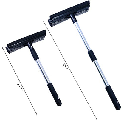 Polyte Window Squeegee for Car Windshields and Window Cleaning Tool, Extendable Aluminum Handle 14-20 in. (Black)