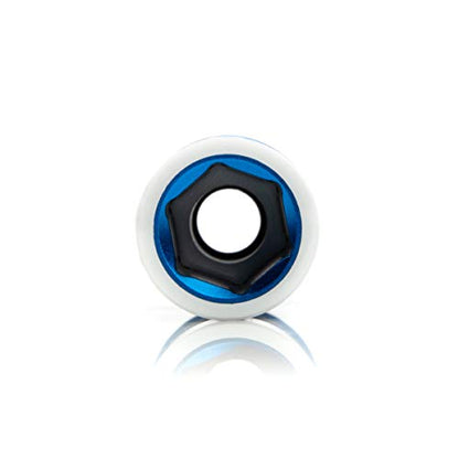 Steelman 17mm Sleeved Socket, Wheel and Lug Nut Protector Polyethylene Sleeve and Insert, Non-Marring, Long, 6-Point, ½-inch Drive - size: 17mm Blue