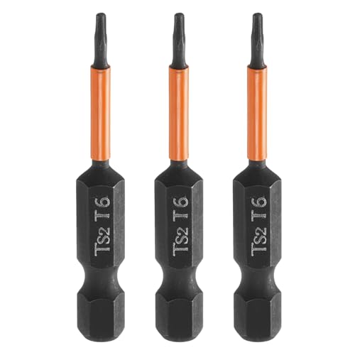 HARFINGTON 3pcs T6 Torx Head Screwdriver Bit 2" (50mm) Long 1/4" Hex Shank Magnetic No Hole Tamper Proof 6 Point Star Screw Driver Drill Bits Phosphate S2 Steel Industrial Power Tools - size: T6 x 50mm