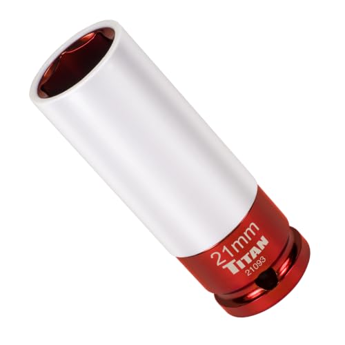Titan 21093 1/2-Inch Drive x 21mm Non-marring Impact Deep Lug Nut Socket - size: 21mm