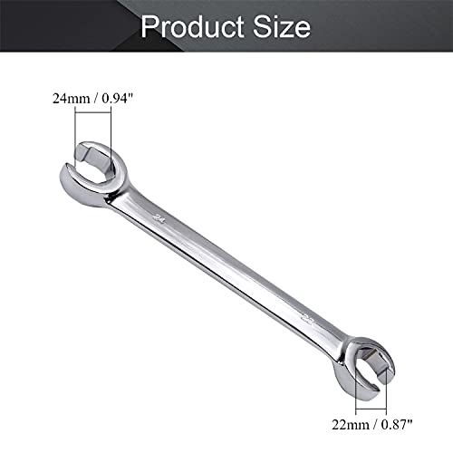 Utoolmart Flare Nut Wrench, 22mm x 24mm Metric Double Open End, 1Pcs | 15° Offset Ends, For Auto, Household, DIY Repairs - color: 1pcs, size: 22x24mm